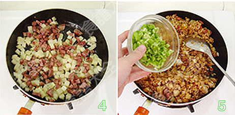 香腸馬鈴薯醬油飯做法3-4